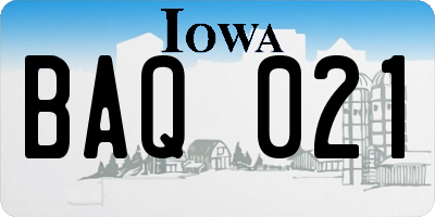 IA license plate BAQ021