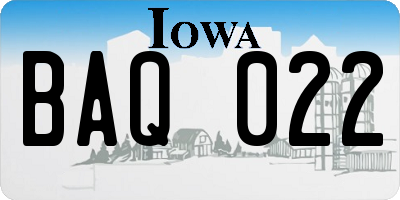 IA license plate BAQ022