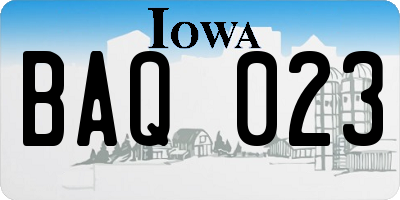IA license plate BAQ023