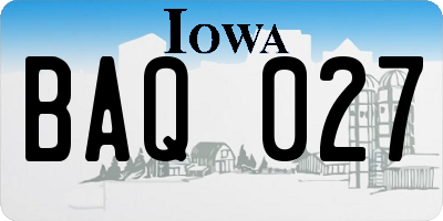 IA license plate BAQ027