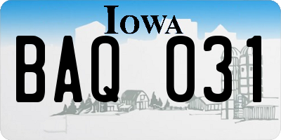 IA license plate BAQ031