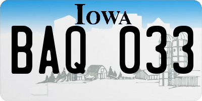 IA license plate BAQ033