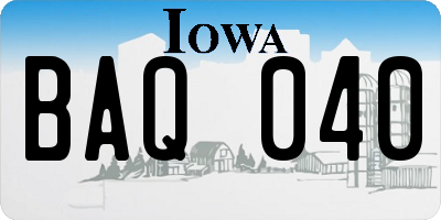 IA license plate BAQ040