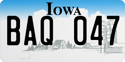 IA license plate BAQ047