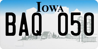 IA license plate BAQ050