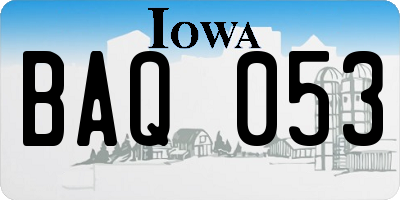 IA license plate BAQ053