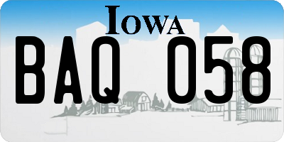 IA license plate BAQ058