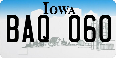 IA license plate BAQ060