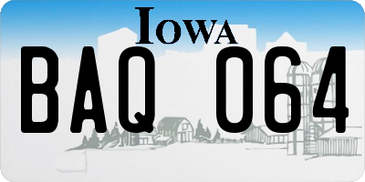 IA license plate BAQ064