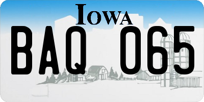 IA license plate BAQ065