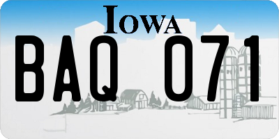 IA license plate BAQ071