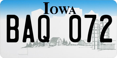 IA license plate BAQ072