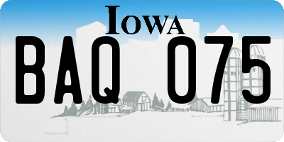 IA license plate BAQ075