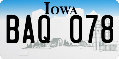 IA license plate BAQ078