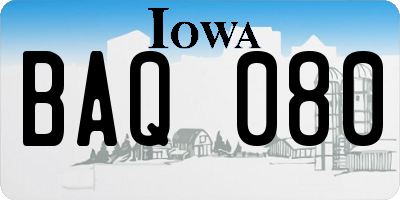 IA license plate BAQ080