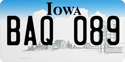 IA license plate BAQ089
