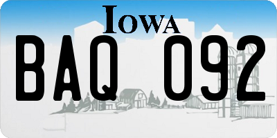 IA license plate BAQ092