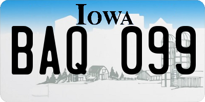 IA license plate BAQ099