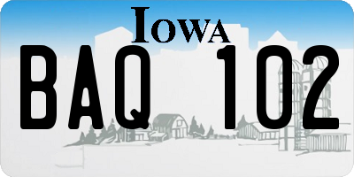 IA license plate BAQ102
