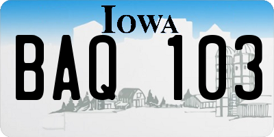 IA license plate BAQ103