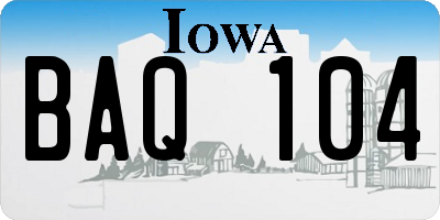 IA license plate BAQ104
