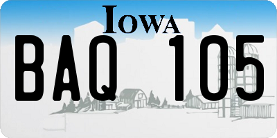 IA license plate BAQ105