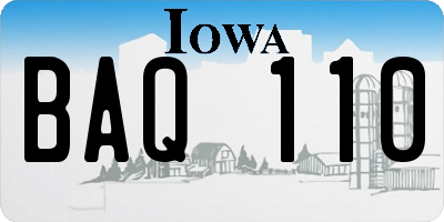 IA license plate BAQ110
