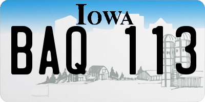 IA license plate BAQ113
