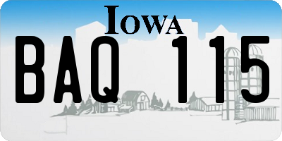 IA license plate BAQ115