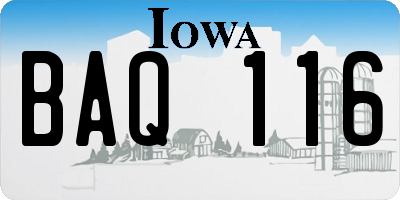 IA license plate BAQ116