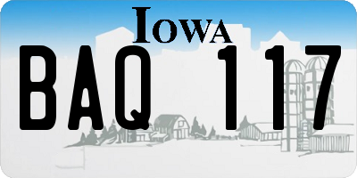 IA license plate BAQ117