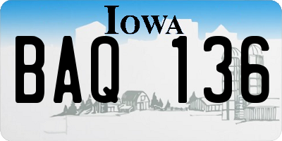 IA license plate BAQ136