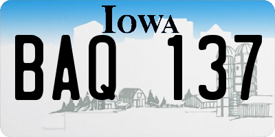 IA license plate BAQ137