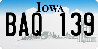 IA license plate BAQ139