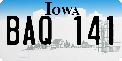 IA license plate BAQ141