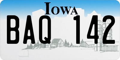IA license plate BAQ142