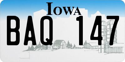 IA license plate BAQ147