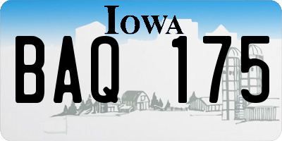 IA license plate BAQ175