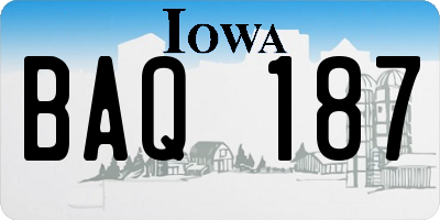 IA license plate BAQ187