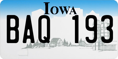 IA license plate BAQ193