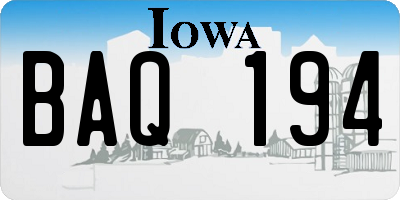 IA license plate BAQ194