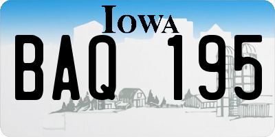 IA license plate BAQ195