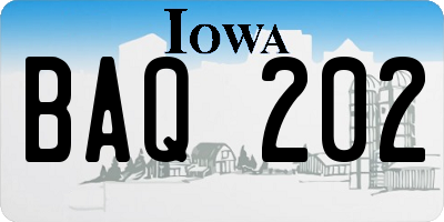 IA license plate BAQ202