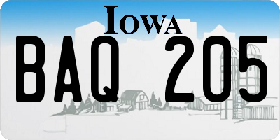 IA license plate BAQ205