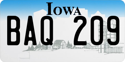 IA license plate BAQ209