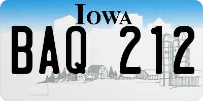 IA license plate BAQ212