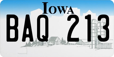 IA license plate BAQ213