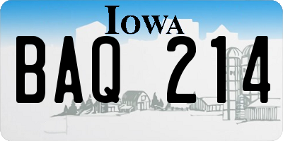 IA license plate BAQ214