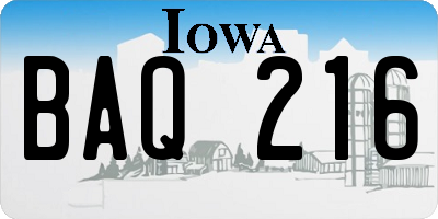 IA license plate BAQ216