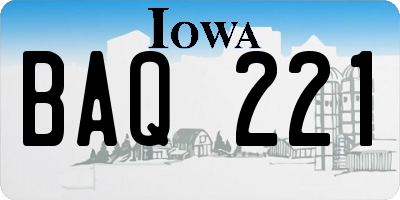 IA license plate BAQ221